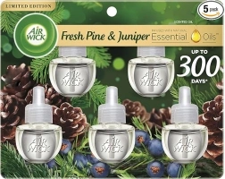 Air Wick Plug in Scented Oil Refill, 5 ct, Fresh Pine and Juniper, Air Freshener, Essential Oils, Fall Scent, Fall decor