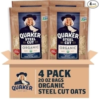 Quaker Steel Cut Oats, USDA Organic, Non GMO Project Verified, 20oz Resealable Bags (Pack of 4)