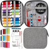 JUNING Sewing Kit with Case Portable Sewing Supplies for Home Traveler, Adults, Beginner, Emergency, Kids Contains Thread, Scissors, Needles, Measure Tape