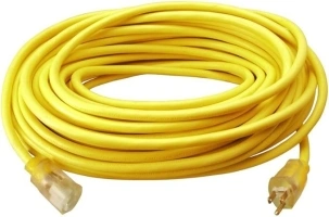 Southwire Outdoor Extension Cord, 100 Ft, 12 gauge 3 prong, Heavy Duty, SJTW Cord, Yellow, 2589