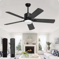 Black Ceiling Fans with Lights: 52 Inch Ceiling Fan and Remote Control 3 Colors LED Light 6 Speeds Wind Adjustable DC Motor Reversible for for Bedroom Living Room Patio