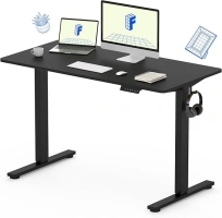 FLEXISPOT Standing Desk 48 x 30 Inches Height Adjustable Electric Sit Stand Home Office Desks Whole Piece Desk Board (Black Frame + Black top,2 Packages)