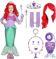 Spooktacular Creations Halloween Little Mermaid Costume for Girls, Sequin Mermaid Dress Set, Light Purple Princess Dress for Toddler Dress-Up, Cosplay Party (Small (5-7 YRS))