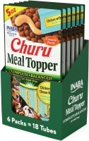 INABA Churu Meal Topper for Dogs, Complete & Balanced, Creamy, Lickable Purée Dog Food Toppers, 1.69 Ounce Tube, 18 Tubes (3 per Pack), Chicken with Cheese Recipe