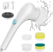 Electric Cleaning Brush Scrub Brush,Portable Scrub Brush Brush Bring 5 Replaceable Brush Heads,Electric Scrubber Handheld Shower Cleaning Brush for Bathroom/Tub/Wall Tiles/Floor/Kitchen