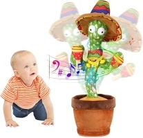 LUKETURE Dancing Cactus, 60 Songs Cactus Baby Toy with Drum and Hat, Talking Cactus Toy That Repeat What You Say, Recording & Repeating Cactus Toy (60 Songs)