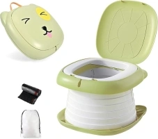 Portable Potty Seat For Toddler Travel, Travel Potty Seat For Toddler with Carry Handle, Portable Toilet For Kids Girls and Boys, Car Potty For Toddler (Green)