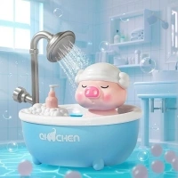 Bathtub Toy with Shower Water Feature for Children,Battery Operated Water Jet Shower Tap,Piglet Sprinkler Bath Toy with 2 Water Nozzles ,Ideal Gifts for Kids