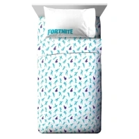 Fortnite Boogie Kids 4-Piece Full Sheet Set, Microfiber, Blue, Epic Games, Gaming Bedding