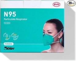 BYD CARE N95 Respirator, 20 Pack with Individual Wrap, Breathable & Comfortable Foldable Safety Mask with Head Strap for Tight Fit