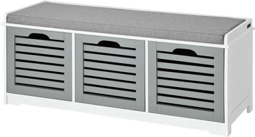 Haotian FSR23-HG, Storage Bench with 3 Drawers & Padded Seat Cushion, Hallway Bench Shoe Cabinet Shoe Bench