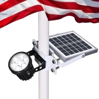 Flagpole Light Solar Powered,Auro 7 Solar Spot Light 7 LED for 1.5"-3.3" Poles,12 Hour Dusk to Dawn Auto On/Off,5W Outdoor IP65 Waterproof,Multiuse on Landscape,Wall - Cold White