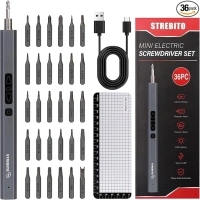 STREBITO Mini Electric Screwdriver Set, 36 in 1 Electric Precision Screwdriver Small Electric Screwdriver Kit, S2 Steel, Rechargeable Battery, 2 Torque Settings, Micro Power Screwdriver Cordless