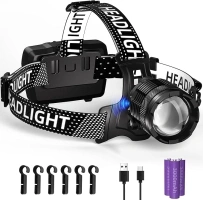 Zmoon 100,000LM Rechargeable LED Headlamp 40H Long Battery Life, Super Bright Sensor Head Lamp with 3 Lighting Modes | Zoomable | Power Display | IP67 Waterproof for Camping Hunting Adventures Hiking