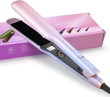 1.57 Inch Wider Professional Hair Straightener Flat Iron, 4 Temp Setting 2 in 1 Straightening Curling Iron for Hair Types Flipping Curling Styling Universal Voltage Ceramic Flat Iron for Business Trip