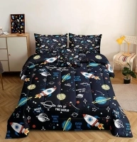 ROWADALO 6 Pieces Outer Space Comforter Sets Queen Bed in A Bag for Teen Boys Girls Kids,3D Galaxy Bedding Set with Sheets Fitted Bed Sheet Soft Microfiber Bedding for All Season,DJT-XK5003Queen