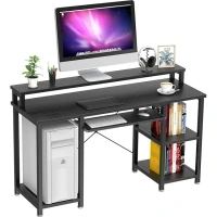 47" Computer Desk with Monitor Stand, Storage Shelves and Keyboard Tray Studying Writing Table for Home Office, Black