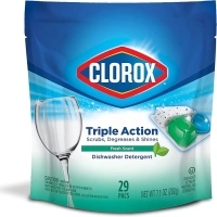 Clorox Triple Action Dishwasher Detergent Pacs, 29 Count Dishwashing Pacs, Fresh Scent