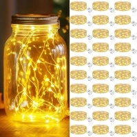 kolpop 30 Pack LED Fairy Lights Battery Operated, 7FT 20 LED Mini Twinkle String Lights Battery Powered Waterproof for Christmas Mason Jars Party (Warm White)