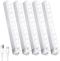 5 Pack Motion Sensor Under Cabinet Lights with Magnetic, LED Rechargeable 8 Inch Under Counter Closet Lights for Wardrobe Cupboard Kitchen