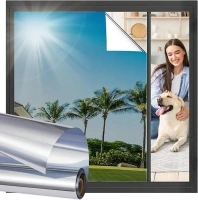 Viseeko Window Tint for Home Window Privacy Film See Out Not in Reflective One Way Window Film UV Sun Heat Blocking Window Film Static Cling for Home Office (Silver, 17.5 X 78.7 in)