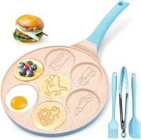 Dinosaur Egg Pan Omelette Pan 7-Cup Pancake Pan Breakfast Pancake Skillet for Eggs, Pancakes, Plett, Crepes Nonstick Pancake Maker