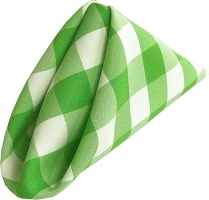 LA Linen Checkered Napkins, 18" X 18", Lime Green and White