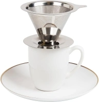 Pour Over Coffee Maker, Holds 3 oz of Ground Coffee, Steel, Silver