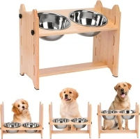 Elevated Dog Bowls with 2 Stainless Steel Dog Food Bowls for Large Medium&Small Puppies Dog Bowl Holder with Non-Slip Mat