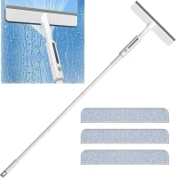 Spray Window Squeegee, 3-in-1 Professional Squeegee with Telescopic Extension Pole up to 59", Home Cleaner Tools for Windows, Bathrooms, Mirrors