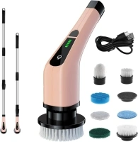 Cordless Electric Scrubber Brush, Power Scrubbers for Cleaning Bathroom, Household Cleaning, Cleaning Tools, Electric Spin Scrubber,Bathroom Scrubber Electric,Bathtub Scrubber (Rose Gold)