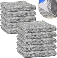 Non Scratch Wire Dishcloth Multipurpose Wire Miracle Cleaning Cloths for Wet and Dry 5 Pack Three-Layer Thickened Dish Towels for Kitchen Dishes, Pots, Sinks, Stoves Cleaning Tools