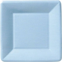 Ideal Home Range 8 Count Square Paper Plates, 7-Inch, Classic Linen Light Blue