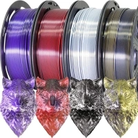 4 Spools Dual Color PLA 3D Printing Filament Bundle, Silk White Black, Red Black, Gold Black, Purple Black, Total 1KG 1.75mm 3D Printer Silk PLA, 2 Color in 1 Silk Dual Color PLA 250gX 4 Spools