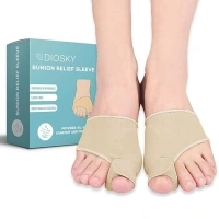 Diosky Bunion Relief & Toe Corrector, 2 Pairs Big Toe Straightener Bunion Corrector for Women Men, Bunion Fix Pads Hallux Valgus Corrector (Beige, Middle:Women 7-9 & Men 5-8)