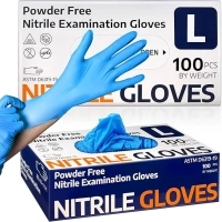 Medical Nitrile Exam Gloves, Latex-Free & Powder-Free Non-Sterile Food Safe Cleaning Disposable Glove, 100 Pcs