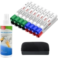 Comix Dry Erase Set with 16 Chisel Tip Dry Erase Markers, 8.5 Fl Oz Cleaner & Magnetic Eraser, Office and School Supplies for Whiteboards, Calendar