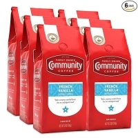 Community Coffee French Vanilla Flavored 72 Ounces, Medium Roast Ground Coffee, 12 Ounce Bag (Pack of 6)