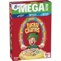 Lucky Charms Gluten Free Cereal with Marshmallows, Kids Breakfast Cereal, Mega Size, 26.1 oz