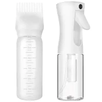 Continuous Spray Bottle and Root Comb Applicator Bottle, Hair Oil Applicator Bottle Water Mister for Hairstyling (White)