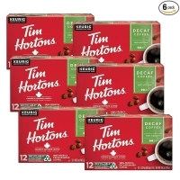 Tim Hortons Decaf, Medium Roast Coffee, Single-Serve K-Cup Pods Compatible with Keurig Brewers, 12 Count (Pack of 6), Red