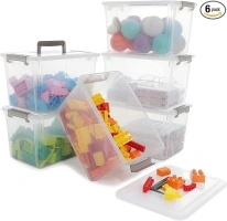 Citylife 6 Packs 6 QT Plastic Storage Bins with Latching Lids Clear Storage Box with handle Stackable Storage Containers for Organizing Snacks, Crafts, Toys, Tools