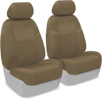 Coverking Custom Fit Front 50/50 Bucket Seat Cover for Select GMC Envoy Models - Polycotton Drill (Cashmere)