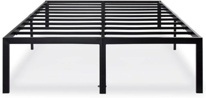 Olee Sleep 18 Inch Heavy Duty Steel Slat Anti-Slip Support, Easy Assembly Platform Bed Frame, Noise Free Steel Mattress Foundation, Maximum Storage, No Box Spring Needed, Black, Queen Size