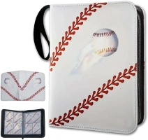 Card Binder with 400 Pockets, Trading Card Holder Includes 50 Removable Sleeves, Baseball Card Collectors for Sports Album and Other Trading Cards Collections, White-01, KB-001