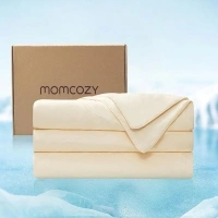 Momcozy Life CoolMurm Cooling Comforter for Hot Sleepers, Twin/Twin XL 68" x90” Pregnancy Cooling Blanket, All-Season Lightweight Soft Breathable Cooling Quilt Duvet, Stay Cool All Night Beige Yellow