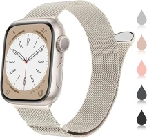 Marge Plus Compatible with Apple Watch Band Series 9, Ultra 2, SE, Ultra 8 7 6 5 4 3 2 1 38mm 40mm 41mm 42mm 44mm 45mm 49mm Women and Men, Stainless Steel Mesh Loop Magnetic Clasp Replacement for