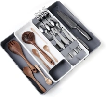 Large Silverware Organizer,Expandable Cutlery Drawer Organizer,Multifunctional Adjustable Drawer Organizer for Fork Spoon Knife Organization