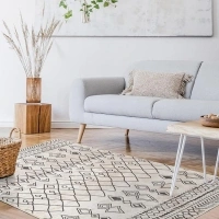 3x5 Washable Rugs for Living Room Non Slip Boho Moroccan Bedroom Area Rug Indoor Entryway Rugs Farmhouse Geometric Floor Mat Soft Low Pile Woven Carpet for Bathroom Office Playroom(Cream)