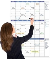 Large Dry Erase Calendar for Wall - Undated 3 Month Wall Calendar, Wall Calendar Dry Erase, Wall Calendar Dry Erase for Home, Office, Classroom (Vertical, Blue, 28" x 40")